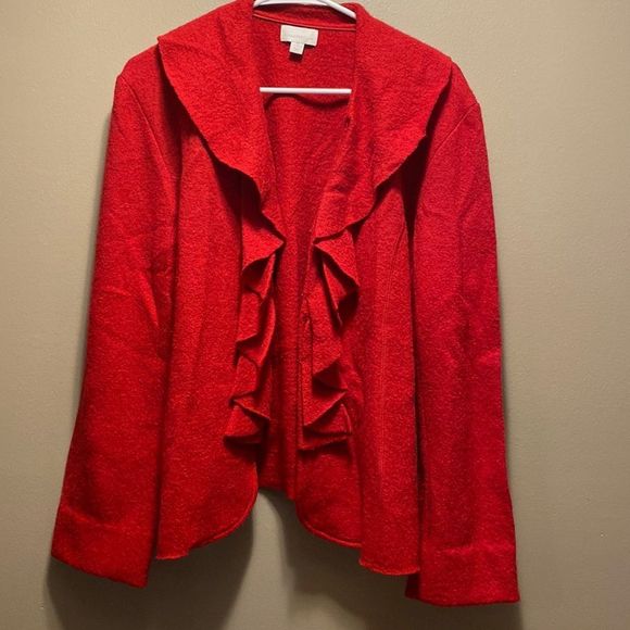 Charter Club women’s red 100% wool sweater cardigan size xl - Picture 1 of 7